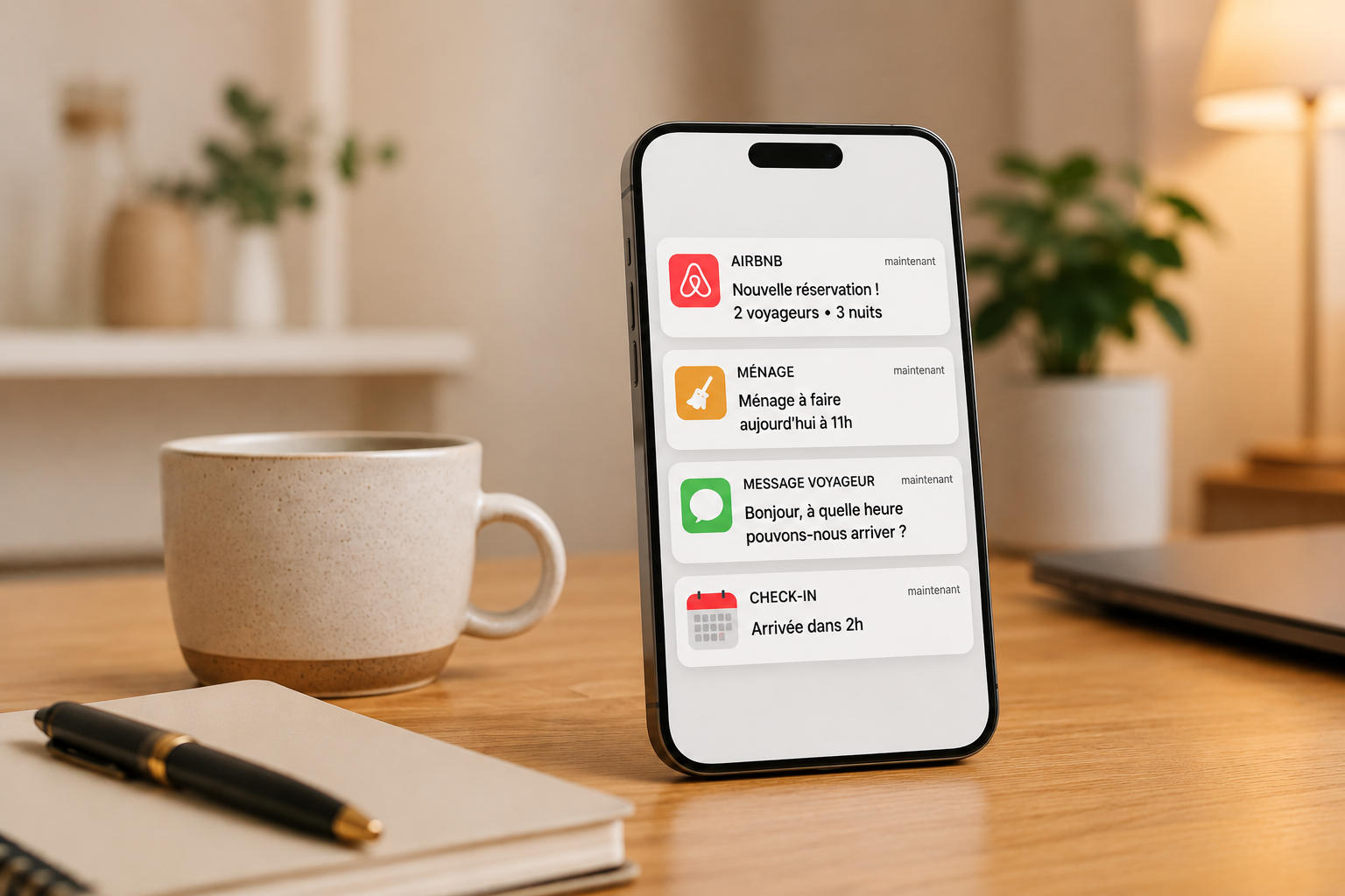 Notifications de réservations et tâches à gérer en continu